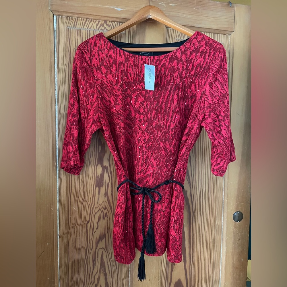 Dress Barn sparkly red top sz XL - NWT